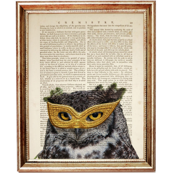 Owl Glasses Dictionary Art Print, Nursery Wall Decor, Owl Poster