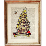 Sailor Jerry Tattoo Flash Dictionary Art Print - Nautical Ship Poster