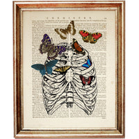 Anatomy Duo: Heart & Rib Cage Dictionary Art Prints - Set of 2 Medical Poster