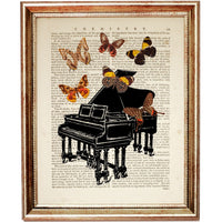 Piano Butterfly Wall Art Print, Music Lover Gift, Grand Piano Poster