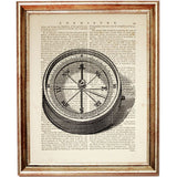 Set of 4 Vintage Compass Dictionary Art Prints, Timeless Journeys Art