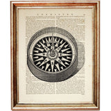 Set of 4 Vintage Compass Dictionary Art Prints, Timeless Journeys Art