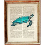 Set of 4 Sea Turtle Dictionary Art Prints, Oceanic Splendor Poster