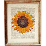 Set of 6 Stunning Dictionary Art Prints, Sunflower Symphony Wall Decor