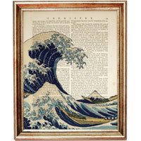 Kanagawa Wave Dictionary Art Print, Ocean Poster Wall Decor