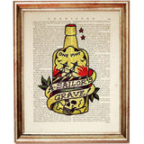 Sailor Jerry Dictionary Art Prints, Tattoo Wall Decor