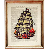 Set of 4 Tattoo Dictionary Art Prints, Sailor Jerry Ink Wall Decor