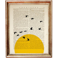 Giraffe Sun Silhouette Safari Nursery Wall Art Set, Vintage Poster Prints
