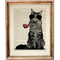 Cat Glasses Wall Art Set - 2 Funny Cat Nursery Prints - Animal Sunglasses Poster Decor