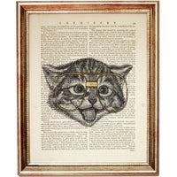 Cat Glasses Print, Funny Animal Poster, Cat Wall Art, Dictionary Art Print