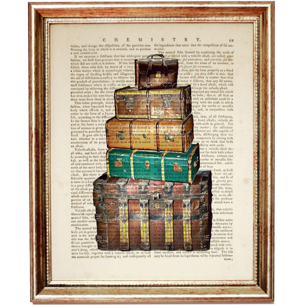 Vintage Luggage Set Wall Art Print, Suitcase Dictionary Art for Travel Enthusiasts, Travel Poster 8x10