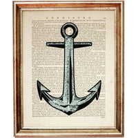 Nautical Anchor Dictionary Art Print, Anchor Poster Wall Decor, Nursery Artwork