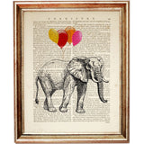 Set of 6 Safari Animals with Balloons Dictionary Art Prints