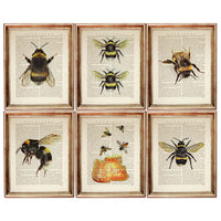 Set of 6 Bumble Bee Dictionary Art Prints, Buzzing Beauties Wall Decor