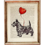 Set of 6 Animals with Red Balloons Dictionary Art Prints