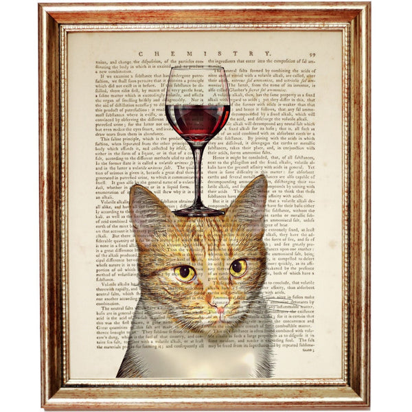 Wine Cat Dictionary Art Print, Nursery Decor, Cat Wall Print Gift