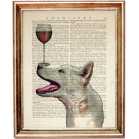 Dog with Wine Glass Dictionary Art Prints - Set of 3 Unique Canine and Wine Wall Decor