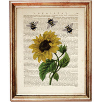 Dictionary Art Prints Set of 10, Bumble Bee Wall Decor