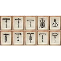 Set of 10 Wine Opener Dictionary Art Prints - Kitchen Wall Decor