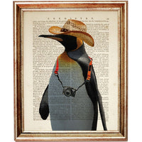 Cartoon Animal Wall Art Set - 3 Funny Prints: Fox, Butterfly, Meerkat Penguin & Dapper Gentlemen