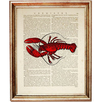 Set of 4 Sea Life Dictionary Art Prints, Marine Marvels Poster Artwork