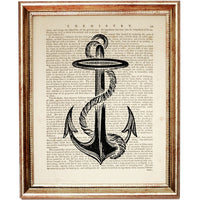 Nautical Anchor Dictionary Art Prints, Set of 3 Sailor Gift Decor