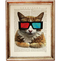 Set of 10 Animal with Sunglasses Dictionary Art Prints - Cat, Zebra, Giraffe