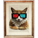 Set of 10 Animal with Sunglasses Dictionary Art Prints - Cat, Zebra, Giraffe
