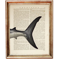 Vintage Great White Shark Dictionary Art Prints, Set of 3 Nautical Wall Decor