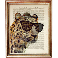 Tiger with Sunglasses Dictionary Art Print, Wild and Stylish Poster