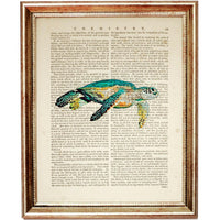 Set of 6 Ocean Life Dictionary Art Print, Ocean Treasures Wall Hanging