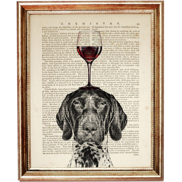 GSP Dog Wine Poster, German Shorthaired Pointer, Pet Lovers Wall Art