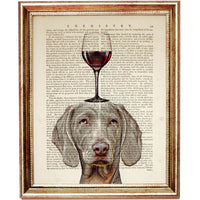 Set of Dogs with Wine Glasses Dictionary Art Print, Paws and Pinot Art