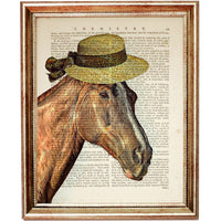 Horse with Hat Dictionary Art Print, Funny Animal Poster, Kid's Room Decor