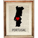 Portugal Map Poster, Silhouette Dictionary Art Print, 8x10 Travel Decor, Lisbon Love 5x7