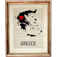 Greece Map Print 8x10, Silhouette Poster, Travel Art, Black & White Wall Decor - Country Artwork