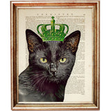 Crowned Black Cat Wall Art Print, Funny Animal Poster, Cat Nursery Decor