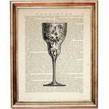 Set of 4 Vintage Wine Glasses Dictionary Art Prints, Vintage Elegance