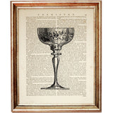 Set of 4 Vintage Wine Glasses Dictionary Art Prints, Vintage Elegance
