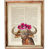 Buffalo Dictionary Art Prints, Set of 3 Funny Animal Portrait Wall Decor