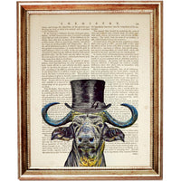 Buffalo Dictionary Art Prints, Set of 3 Funny Animal Portrait Wall Decor