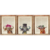 Buffalo Dictionary Art Prints, Set of 3 Funny Animal Portrait Wall Decor